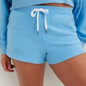 Aerie New Love Blue Ribbed Shorts Size Large Women’s